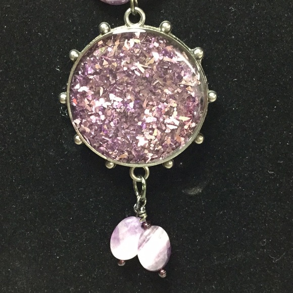 Hand crafted Banded Amethyst necklace.   NWOT N145 - Picture 2 of 5